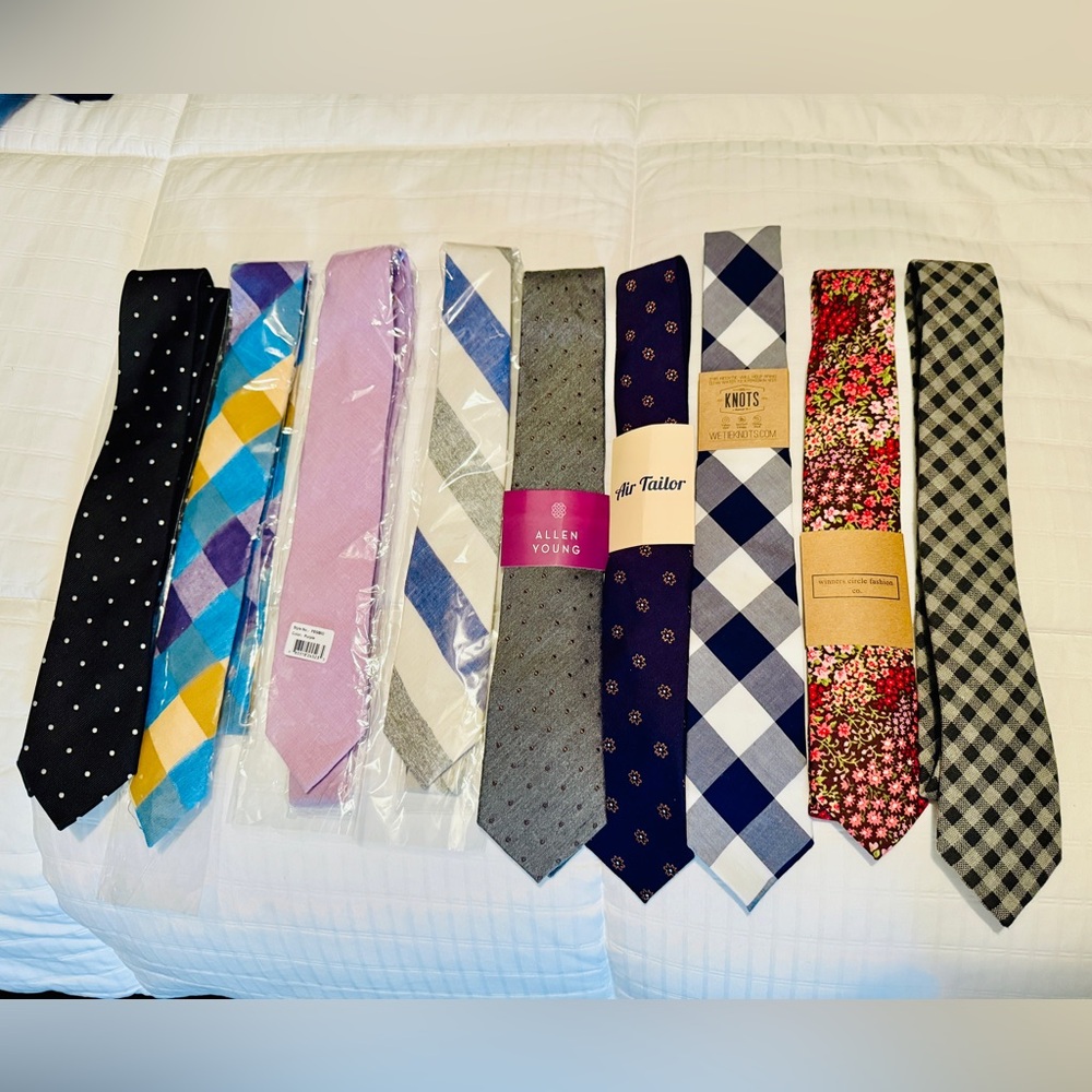 Bundle of 9 New Ties – Mixed Brands – NWT – Classic, Modern Designer Styles
